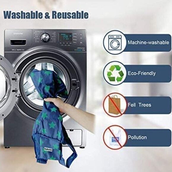 Brand New 6Pack Reusable Grocery Tote 20x13 Waterproof Foldable Eco-Friendly - Picture 4 of 6